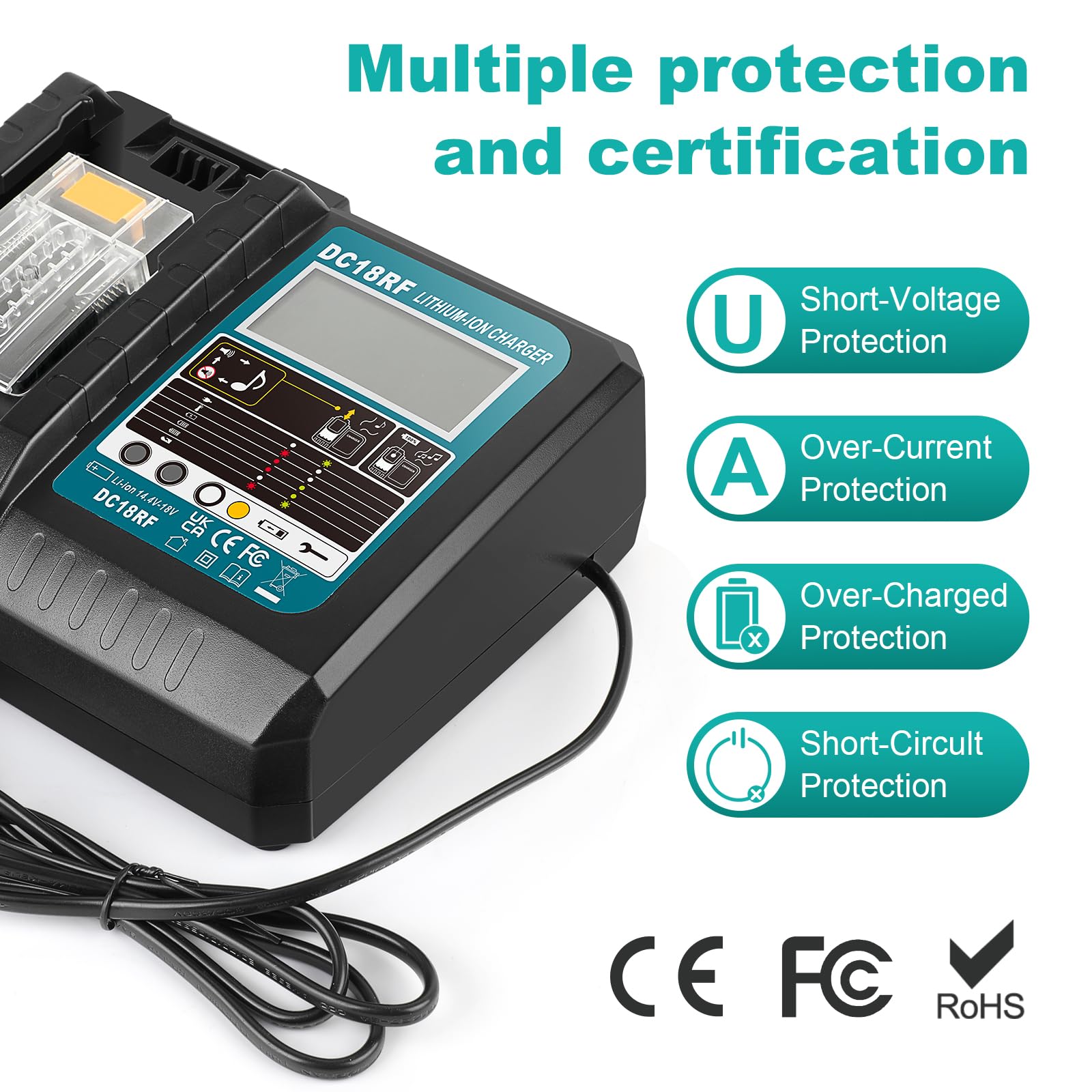 Chargeur 14,4 V -18 V 3,5 A pour batterie Makita