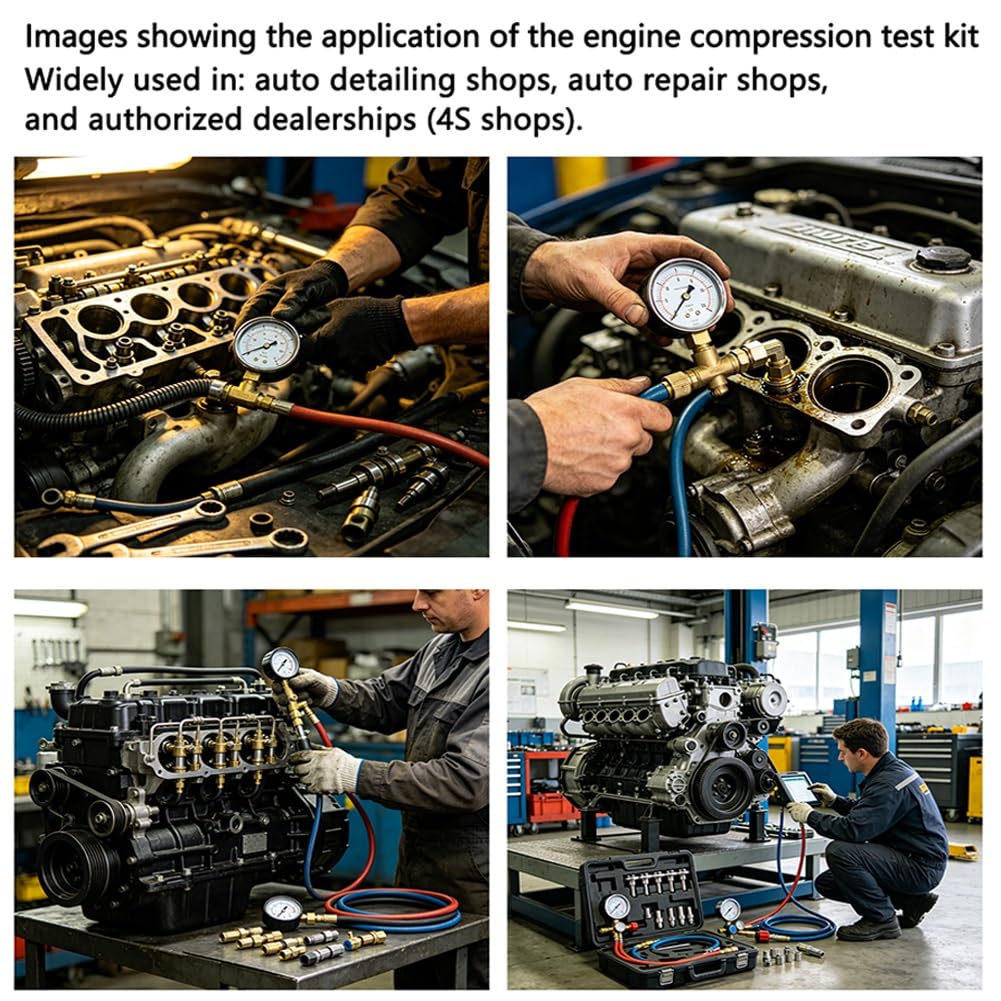 Tester di Compressione 10pcs, Manometri Compressione per Motori Benzina | Olio Tester per Compressione, per Test di Pressione e Perdite