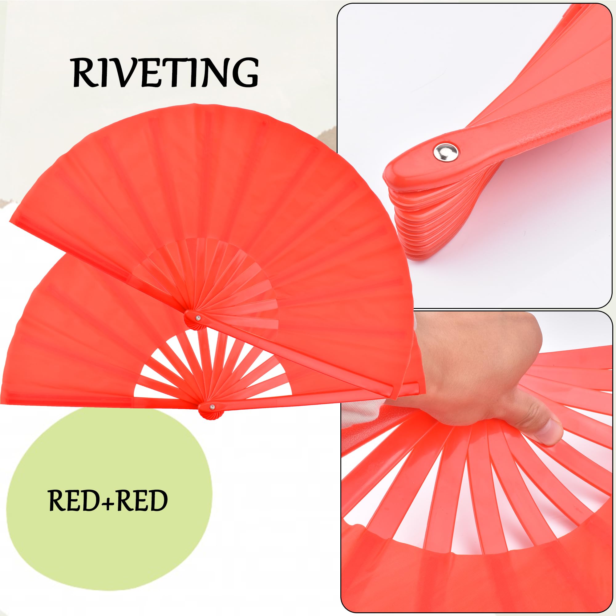 Maitys Lot De 2 Grands éventails Chinois Pliables Pour Danse En Ligne, Pour Homme Et Femme, Festival, Tai-ji, Kungfu, Arts Martiaux, Cadeaux (rouge