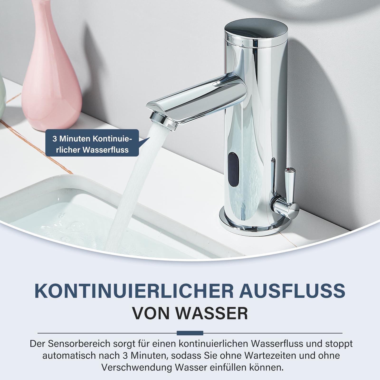 Sensore a infrarossi Rubinetto Bagno Cromo, Automatico Sensore Miscelatore Miscelatore Bagno Schermo Calda Acqua Fredda Miscelatore Rubinetto Rubinetto Lavello