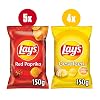 Lays Chips Mix 9 x 150 g - Potato Chips in Bulk Pack - Red Pepper & Salted - Crispy Snack Mix of Spiced and Salted Chips - Party Pack Storage Pack