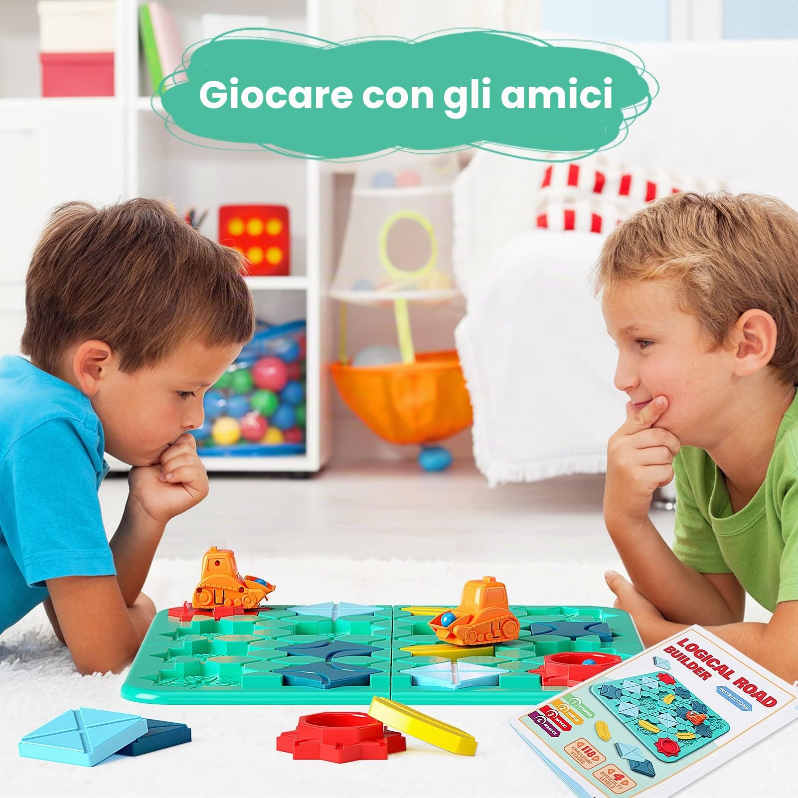 burgkidz Logico Puzzle Labirinto Giochi da Tavolo Costruttore di Strade con 118 Sfide, per Sviluppare la Logica Giocattoli per Bambini 4 5 6 7 8 Anni Ragazzi
