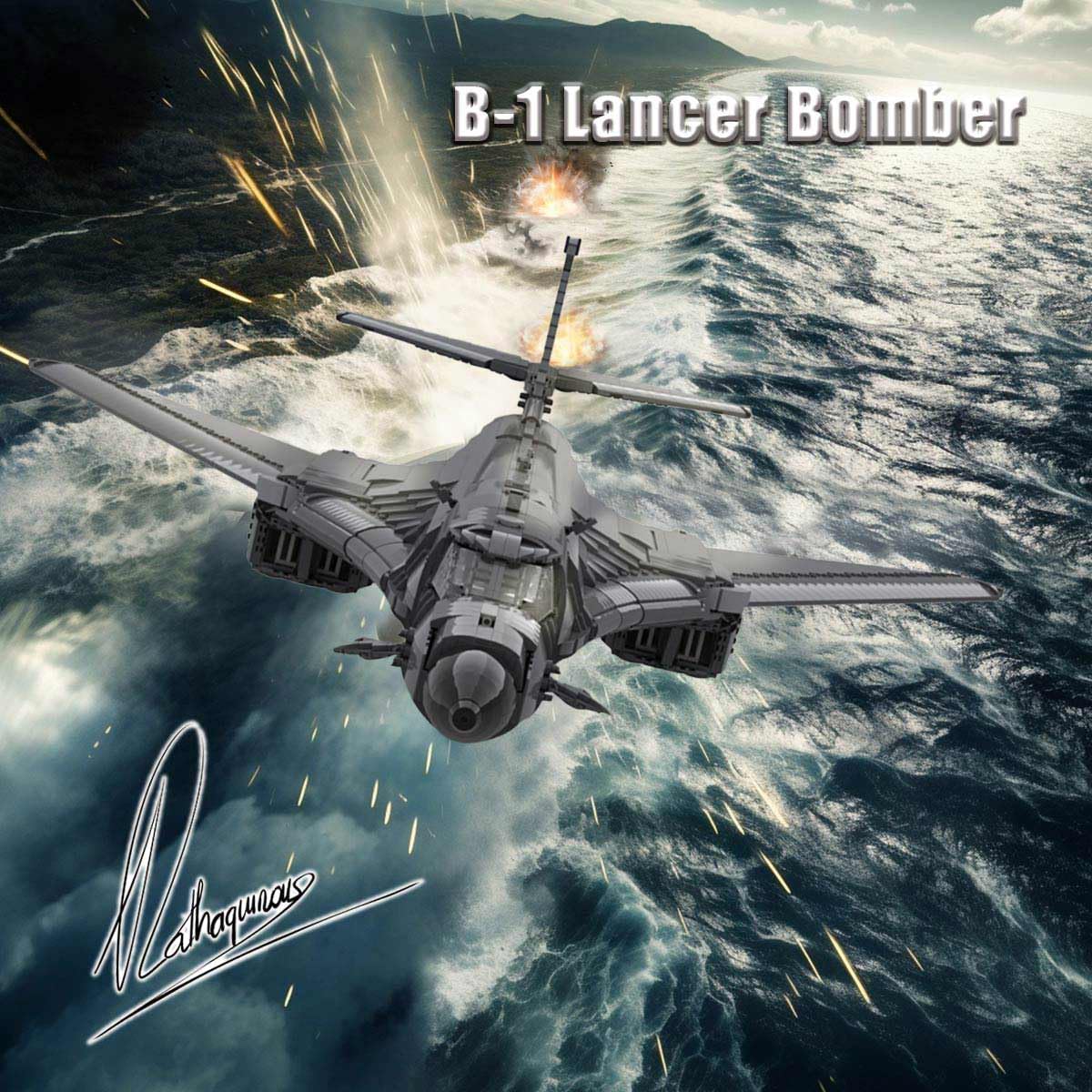 B-1 Lancer Bomber klocki konstrukcyjne, model wojskowego samolotu bojowego 1:35 ze stojakiem i bronią, techniczne klocki konstrukcyjne samolotu, model sił powietrznych dla dorosłych i kolekcjonerów