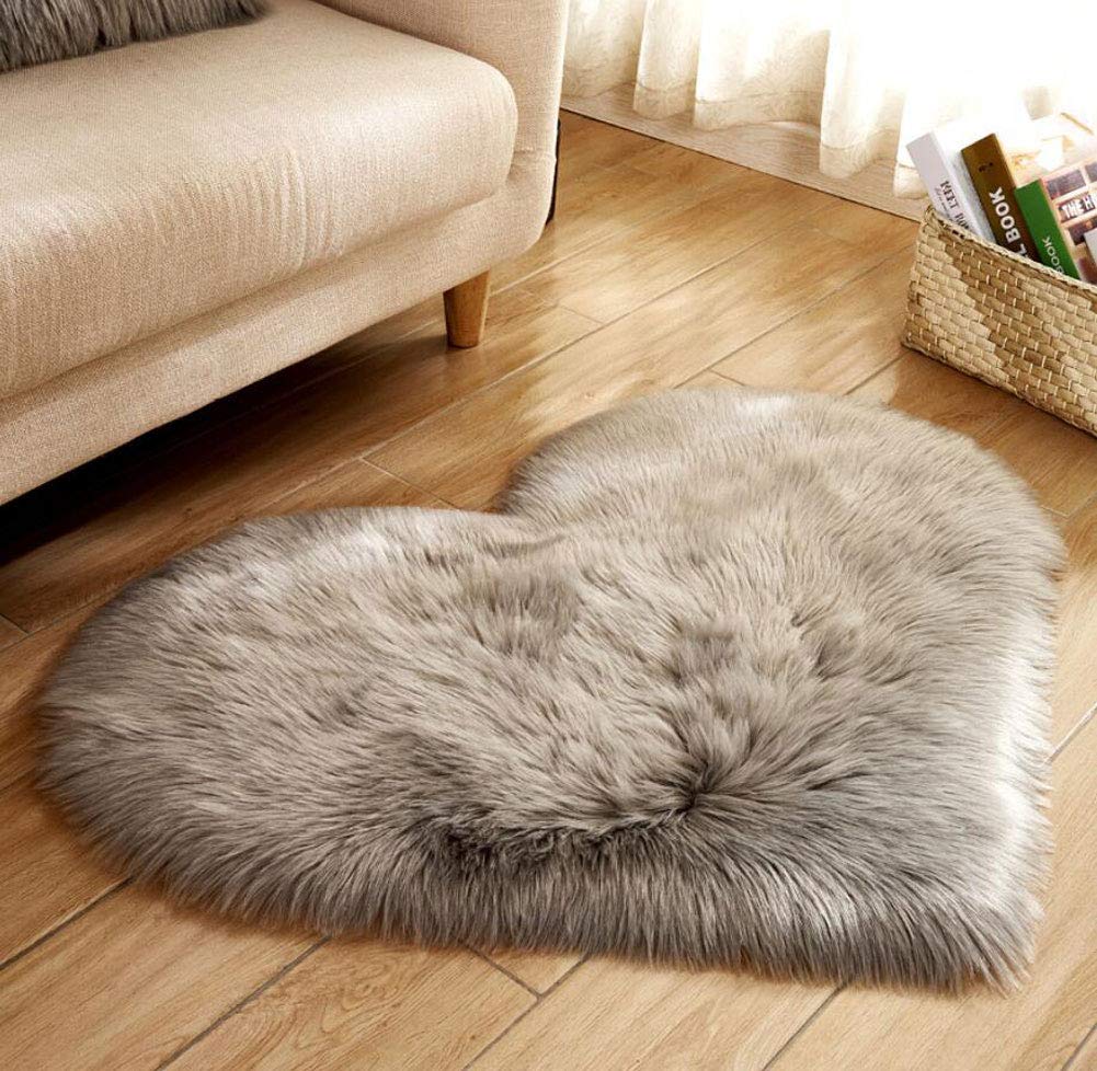 Pepela FLtoxu Faux Lambskin Rug Faux Fur Mat Sofa Deco 29 (Grey, 30 x 40)
