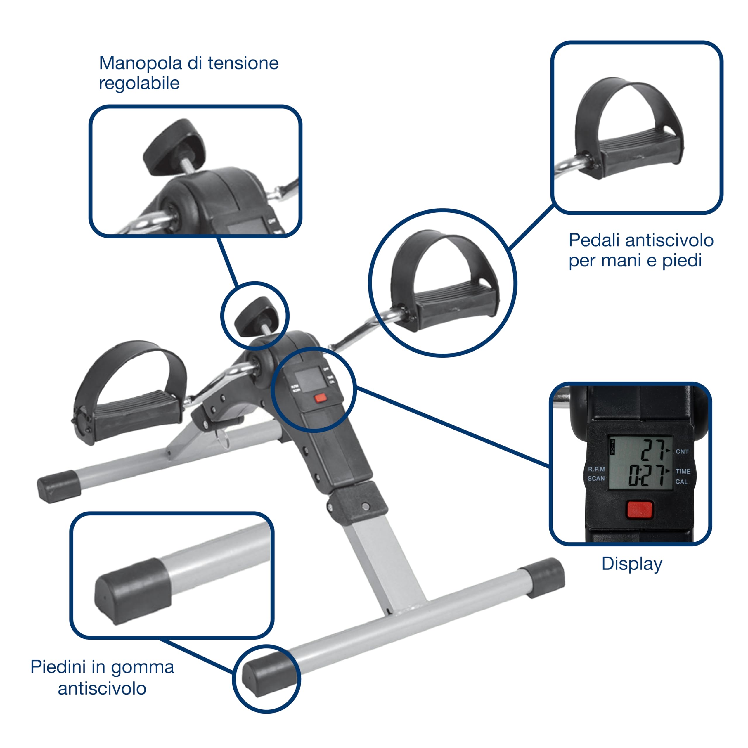 GIMA - Esercitatore a Pedale Pieghevole con Display, 43151