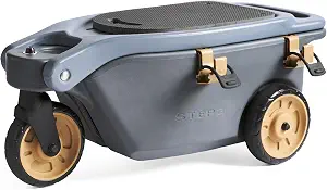 Step2 EverTough Garden Hopper Rolling Gardening Cart with Seat, Heavy-Duty Wheels, Tool Storage, Durable Resin Yard Wagon, Easy to Clean, 300 lb Capacity
