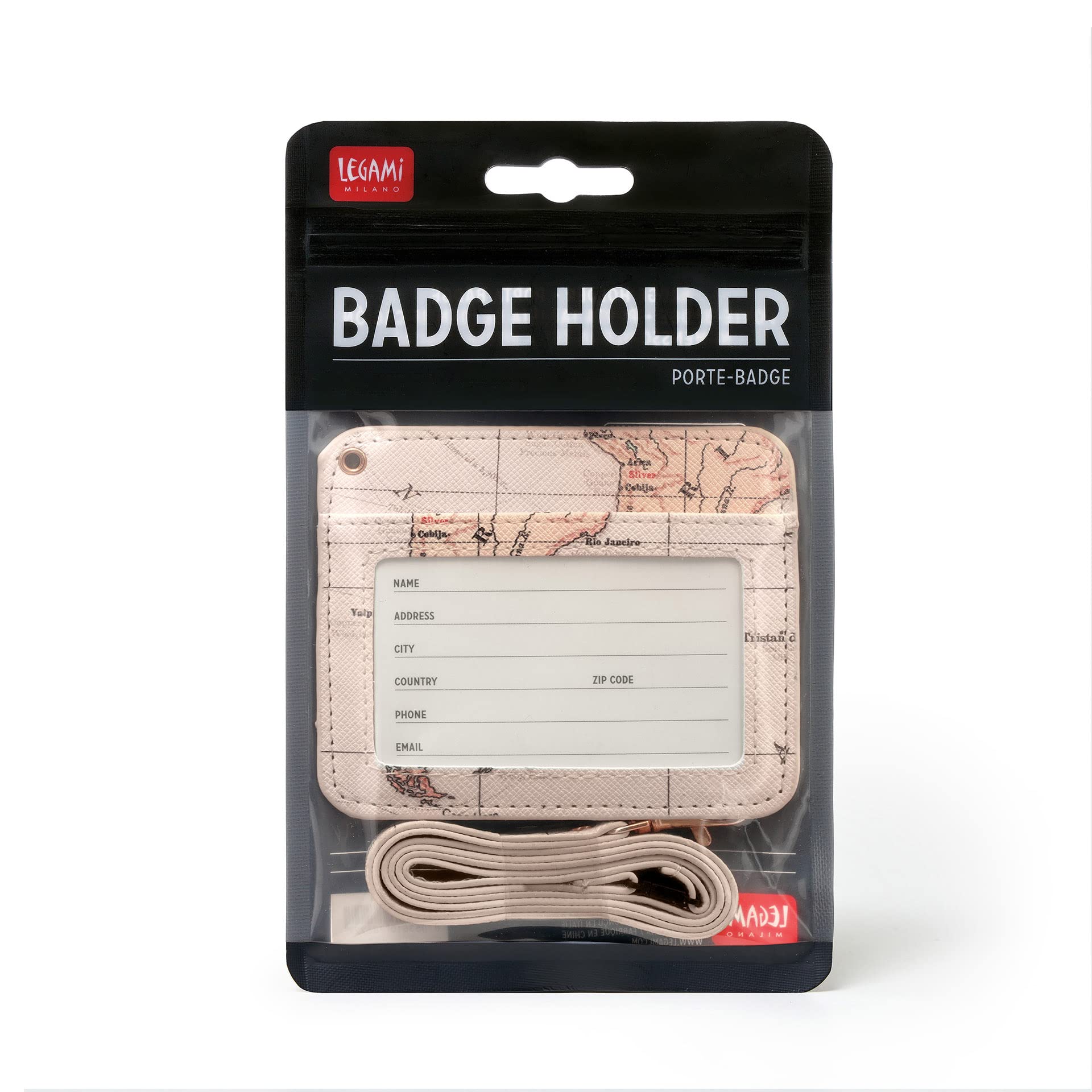 Legami Porta Badge da Collo 1 Finestra trasparente 10,4x9 cm Tema Travel