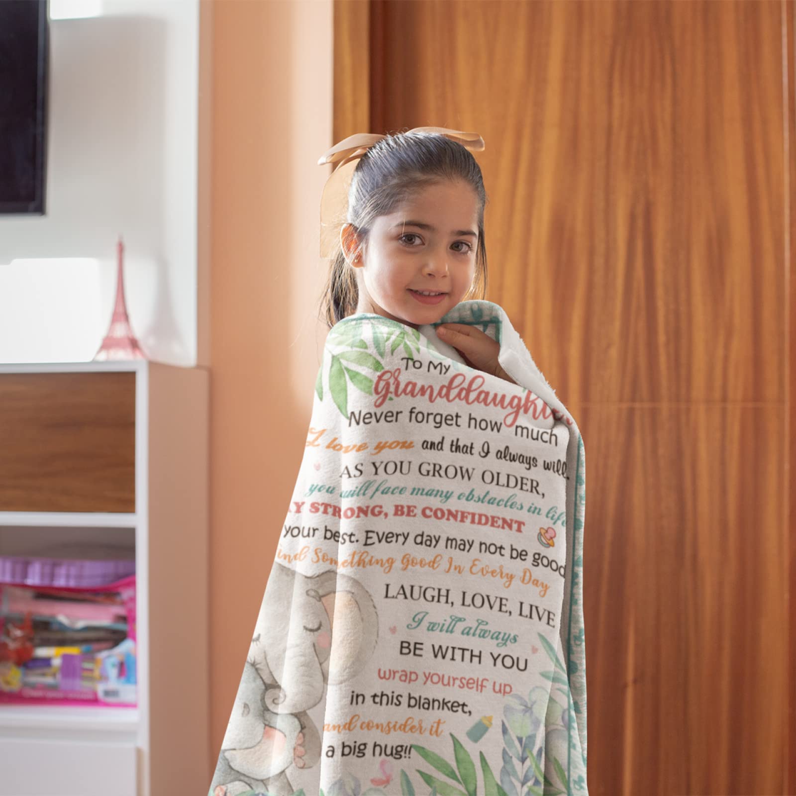 "To My Granddaughter" Flannel Blanket – 60x80 Inch Pink Throw, Gift From Grandma & Grandpa For Christmas, Birthday