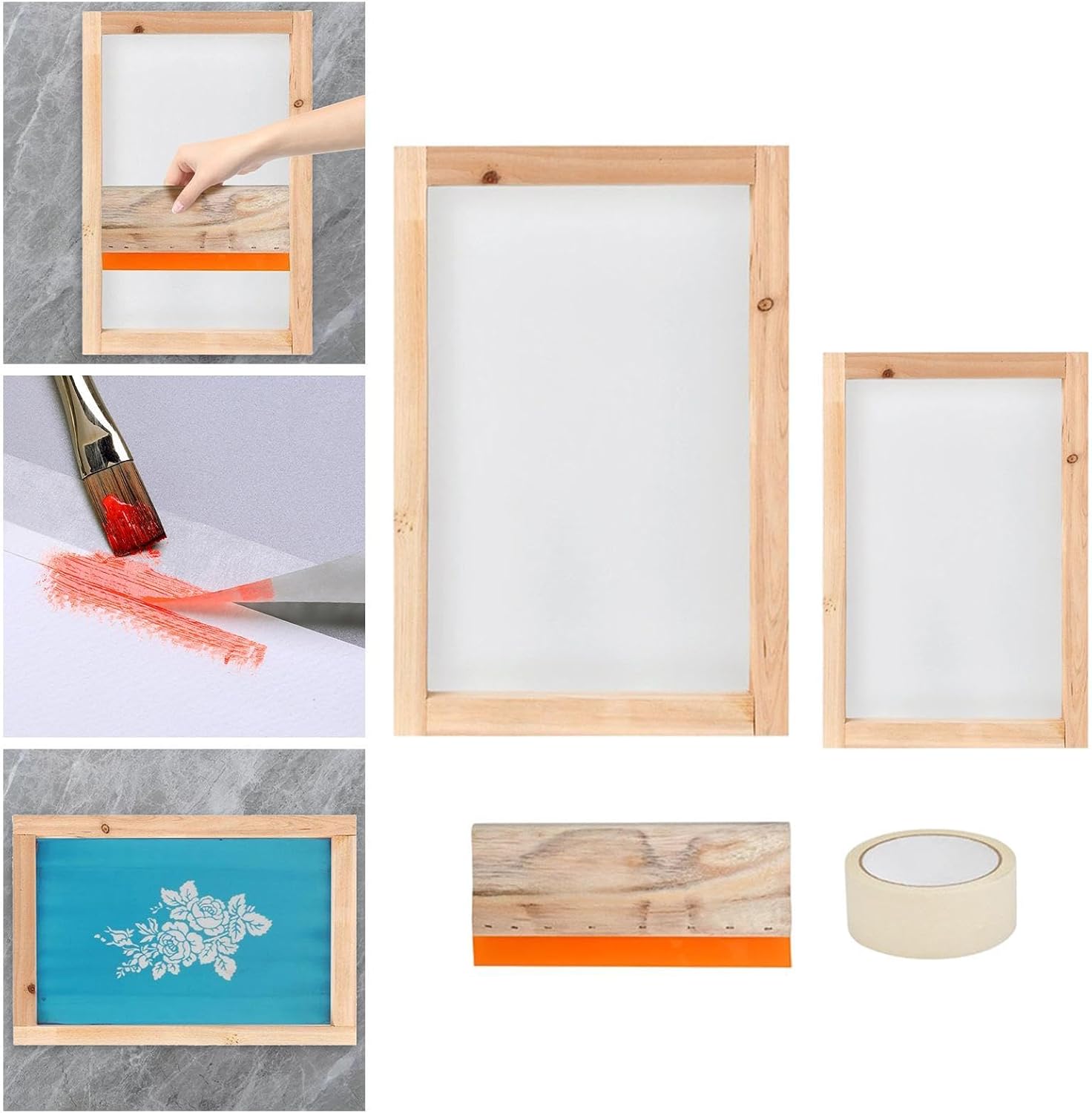4X Screen Printing Kit Screen Printing Toolkit Easy to Use Silkscreen Printing Machine for T-Shirt Tablecloth Beginners