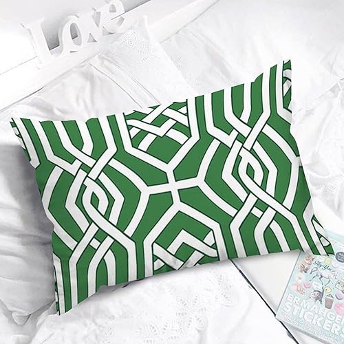 Miniatura 5 de ArogGeld Funda de cojín lumbar con rayas geométricas de color verde pavo real, enrejado imperial, funda de almohada geométrica verde para decoración