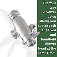 Vista 2 de High Sierra Showerheads® Kit combinado de cabezal de ducha de metal de 4 vías y mano. Cuenta con el cabezal de ducha High Sierra Half Dome