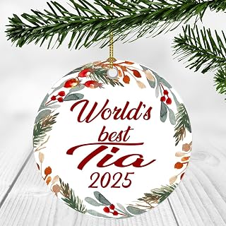 Merry Christmas Ornament with Name Tia Ornament - World's Best Tia - Xmas Tree Decorations Gift for Tia, Christmas Ornaments 3 Inch Plastic Flat for Tree
