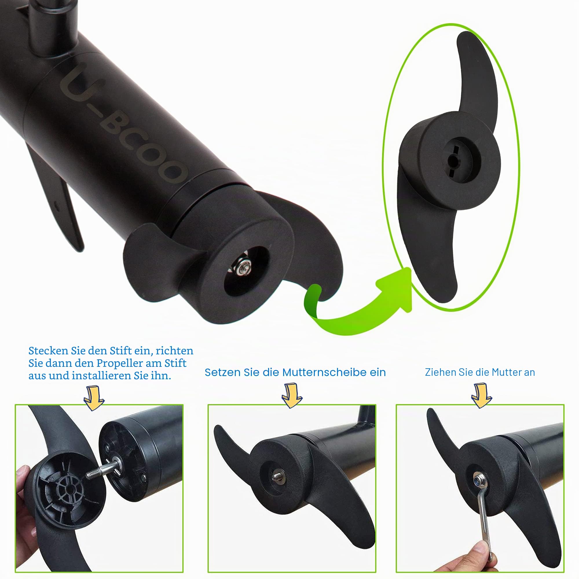 Power Prop Kit 2-Blades (3 in Durchmesser) Elektrisch Trolling Motor Außenbord/Propeller für 32lb, 46lb, 40lb