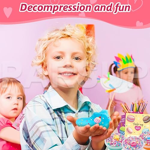Miniatura 7 de PARSUP 30 tarjetas de San Valentín con slime para niños, tarjetas del día de San Valentín para intercambio de aula, regalos de fiesta del día de San