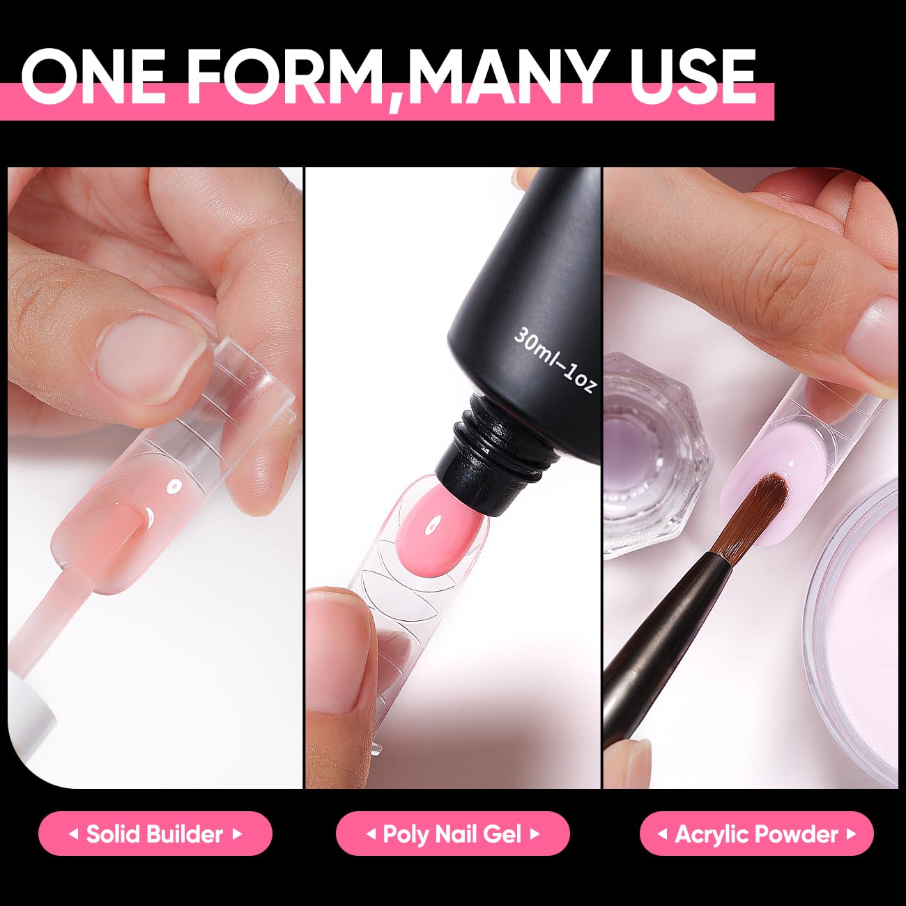 AIMEILI Poly Extension Gel Dual Nail Form, 120pcs, 5 Style 12 Sizes Nail Molds Nail Tips Full Cover for Builder Manicure Nail Art Design Salon DIY - 002
