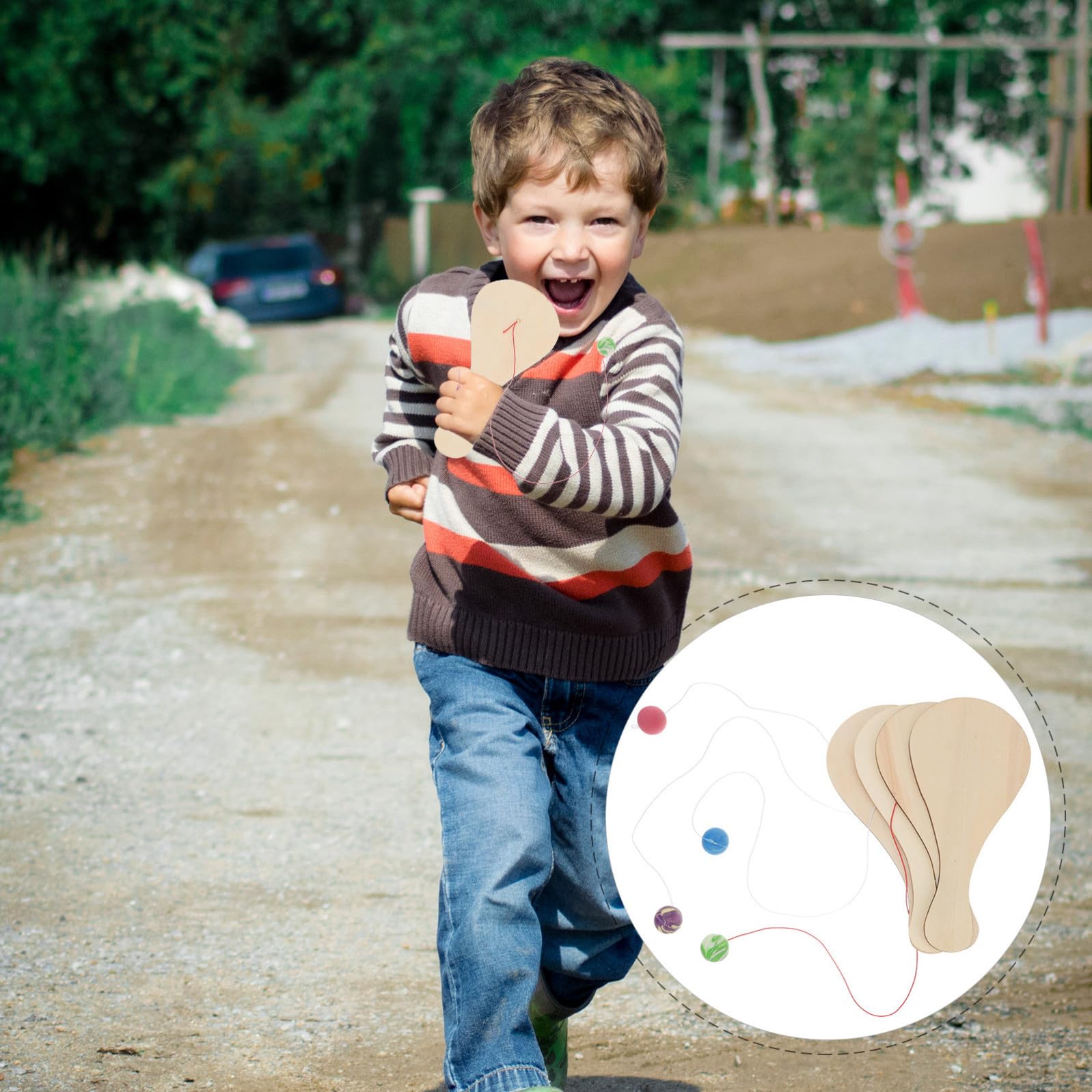 ifundom Juego de Pádel para 6 Piezas Balones de Paleta de Madera sin Pintar para DIY Pintura Creativa Material Natural para Manualidades y Actividades Infantiles en Interiores y