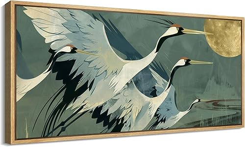 Miniatura 23 de MUDECOR Lienzo enmarcado extra grande para pared, tonos neutros suaves, naturaleza, vida silvestre, antiguo, retro, bellas ilustraciones,