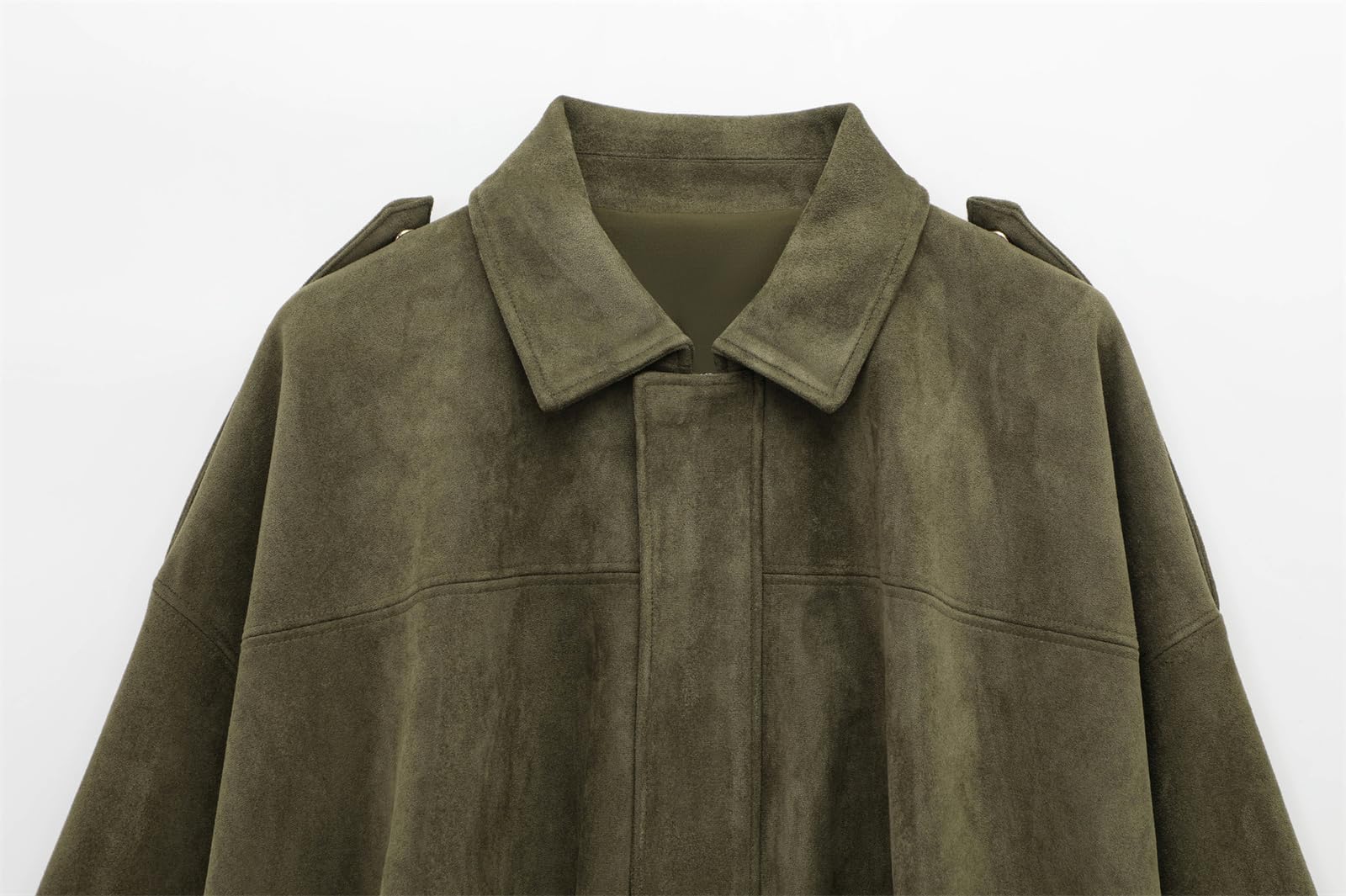 Generisch Chaqueta bomber de ante sintético para mujer, abrigo corto con cremallera y solapas, chaqueta de motociclismo de gran tamaño, estilo casual