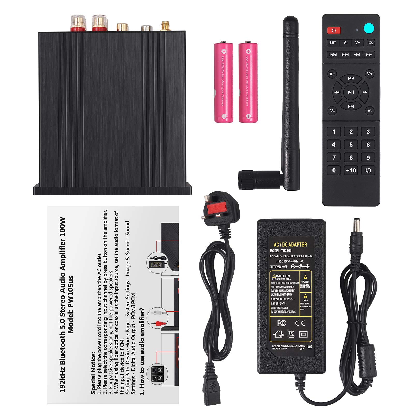 PROZOR Bluetooth Audio Amplifier with Remote Control Bluetooth 5.0