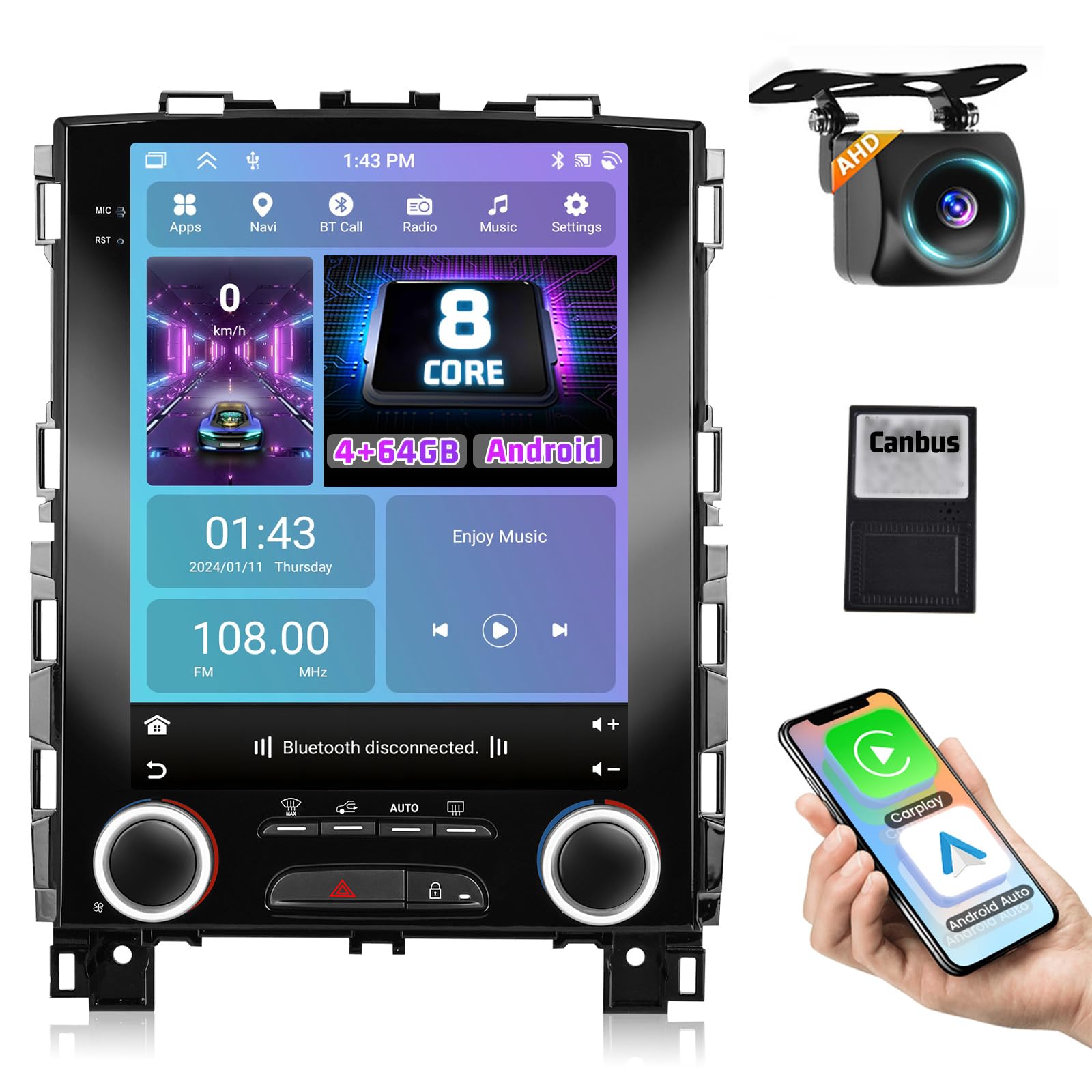 [8 Core 4+64G] Android Radio Coche para Renault Megane 2017-2019 con Inalámbrico Carplay Android Auto MirrorLink, 9.7 Pulgadas IPS Pantalla Táctil Radio con Bluetooth 5.0/GPS/FM/WiFi/SWC/32EQ