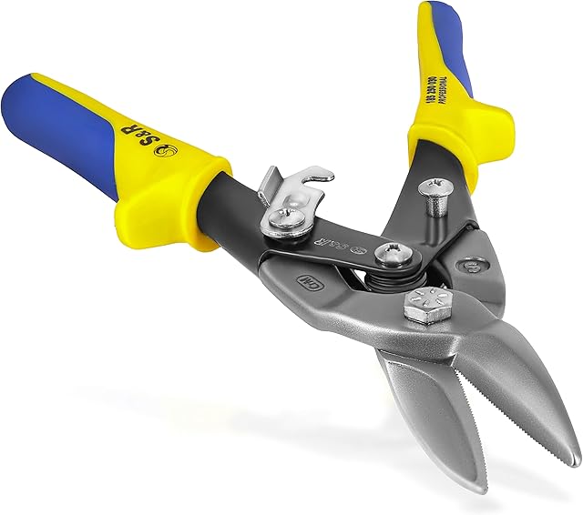 S&R Tin Snips Aviation 250mm, Made of Cr-Mo Steel, for Metal Sheets Cutting, Straight Cut