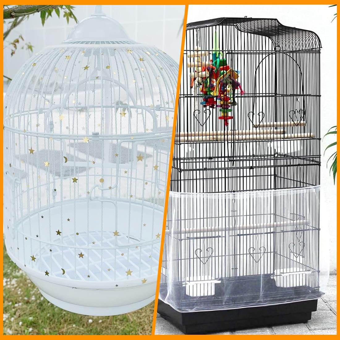 2 Pezzi Rete Protettiva per Gabbia Uccelli, Cattura Semi in Nylon per Gabbia Pappagalli, Adatta a Gabbie con Circonferenza 80-110 cm