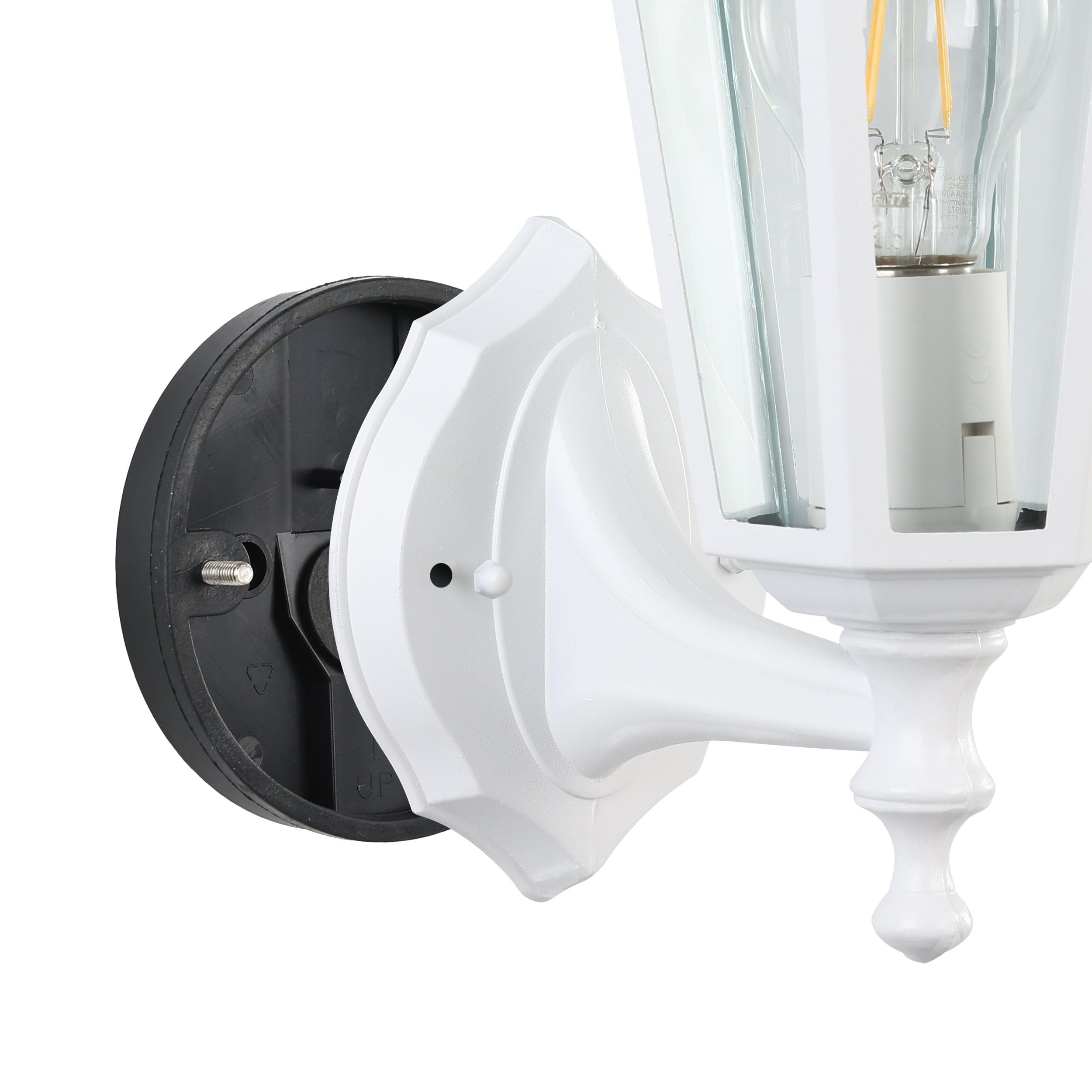 EGLO Außen-Wandlampe Laterna 5, 1 flammige Außenleuchte, Wandleuchte aus Aluguss und Glas, Farbe: Weiß, Fassung: E27, IP44 (Packung mit 2)