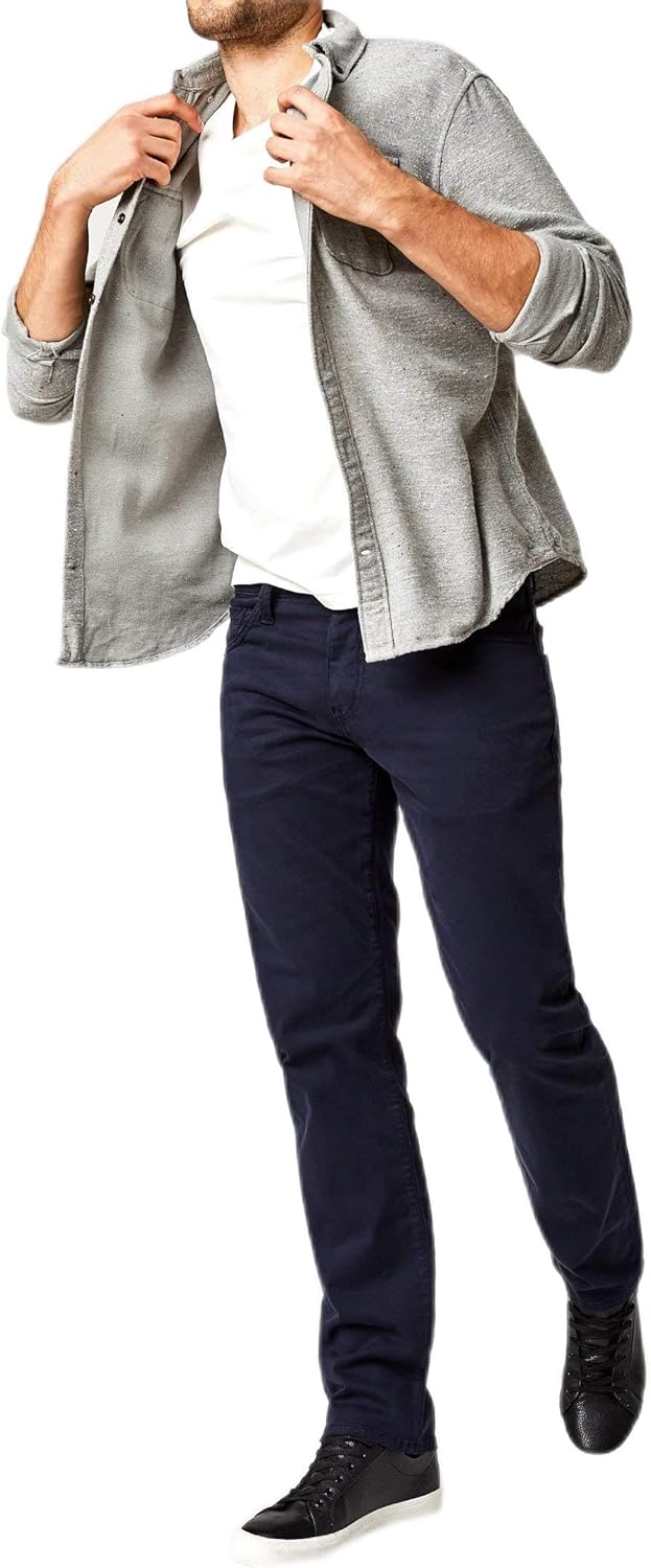 Mavi Zach Men's Straight Leg Pants, Regular Rise Twill Pants for Men, Dark Navy Twill, Dark Blue Work Pants, 40 x 30