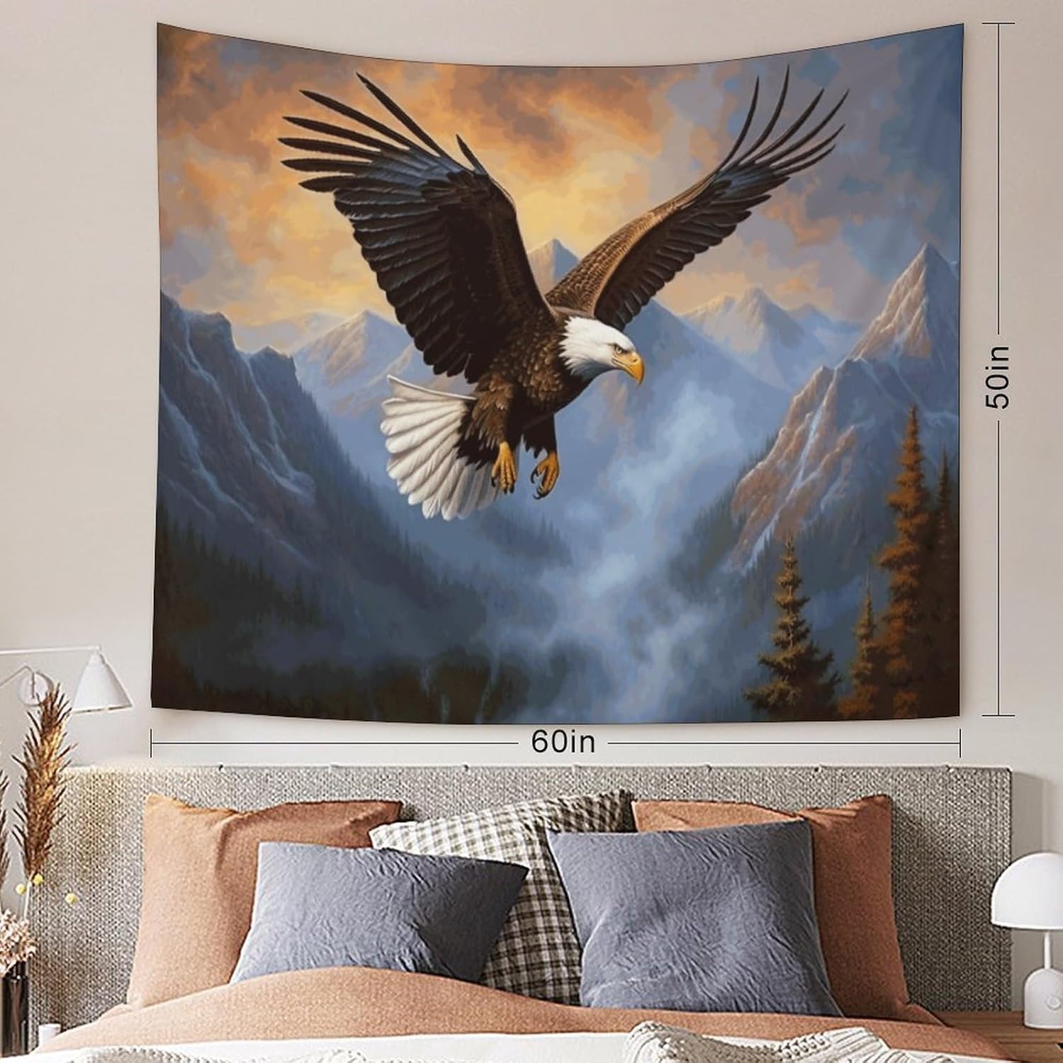 Buyidec American Bald Eagle Tapestry Wall Hanging Art Deco Tapestries for Bedroom Living Room Dorm