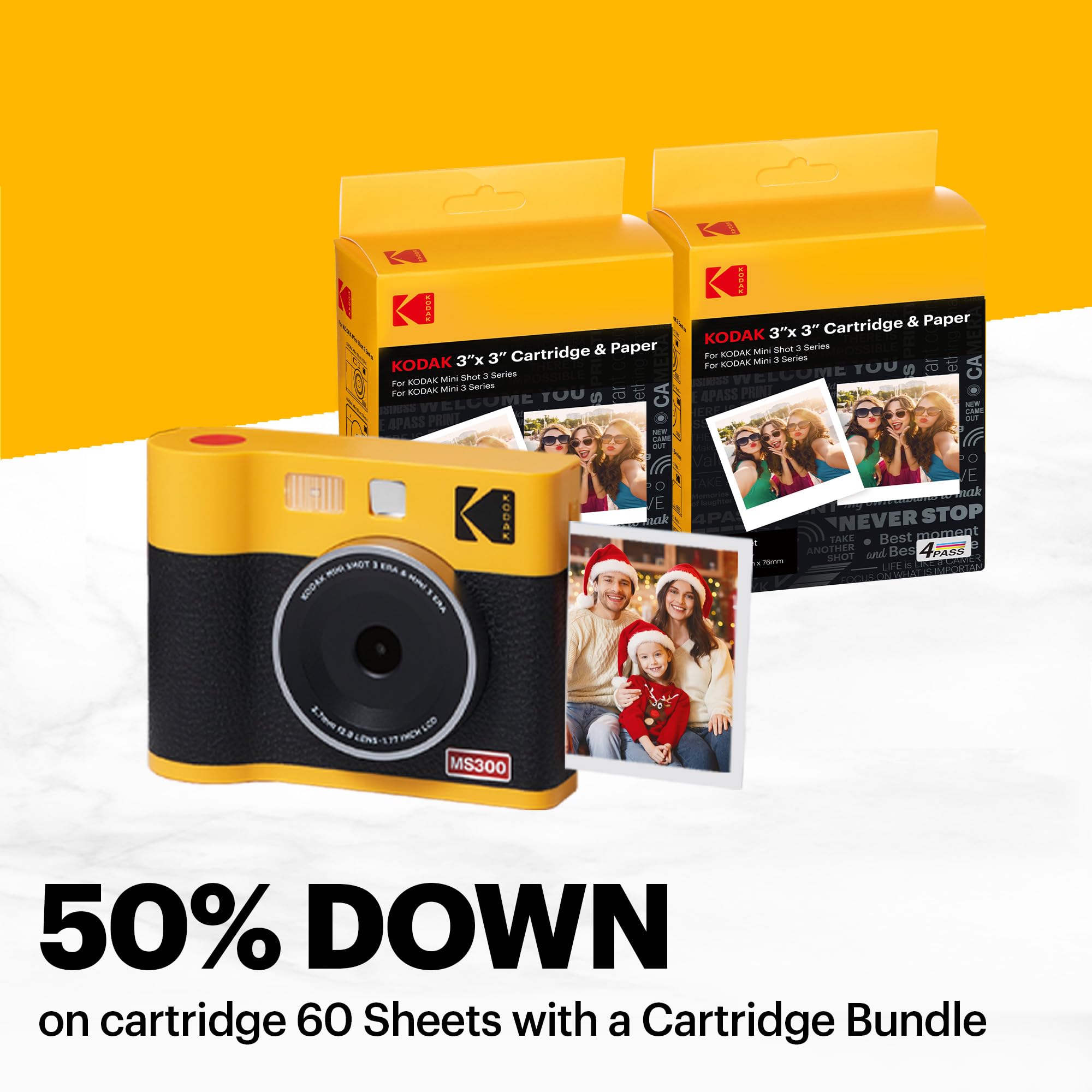 Amazon.com : KODAK Mini Shot 3 ERA 4PASS 2-in-1 Instant Camera and 