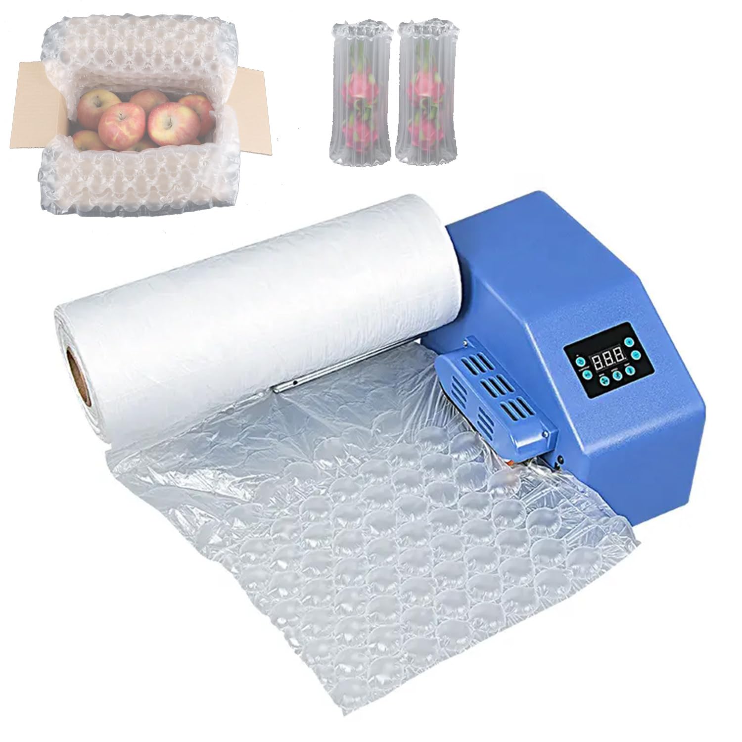 YXYLJOZ Automatic Bubbles Wrap Machine for Packaging, Portable Air Cushion Film Bag Maker with 200W Power and 16m/min Speed,220v (Blue)