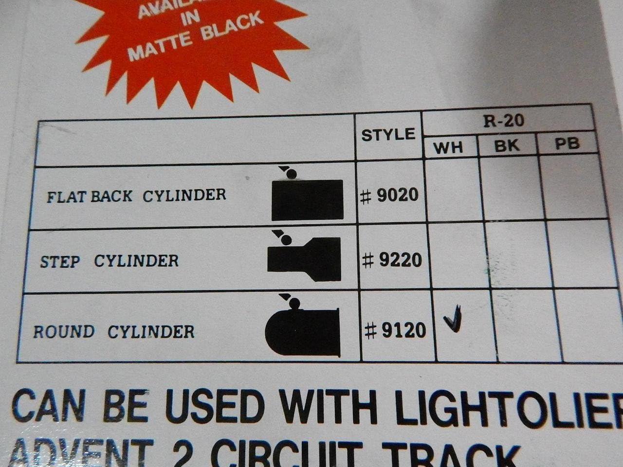 R-20 Round Back Cylinder Finish: White