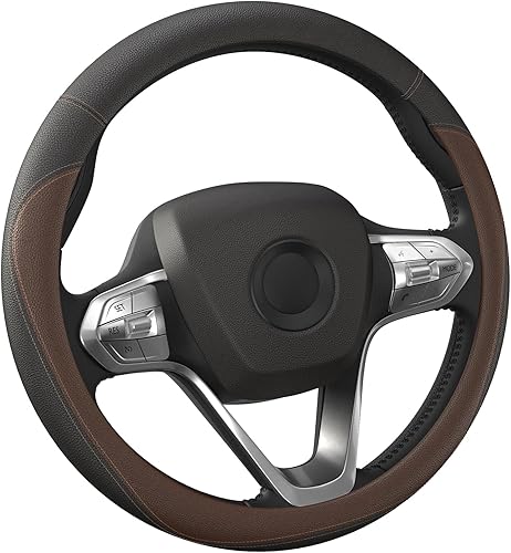 Vista 20 de HOTOR Funda para volante de automóvil, accesorio universal para diversos automóviles, funda de cuero duradera con forro antideslizante, para volante