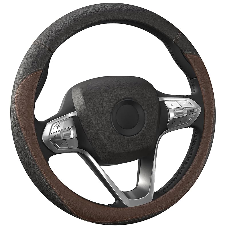 Capa para Volante em Couro Sintético HOTOR Marrom para Volantes de 36,8 a 38,1 cm