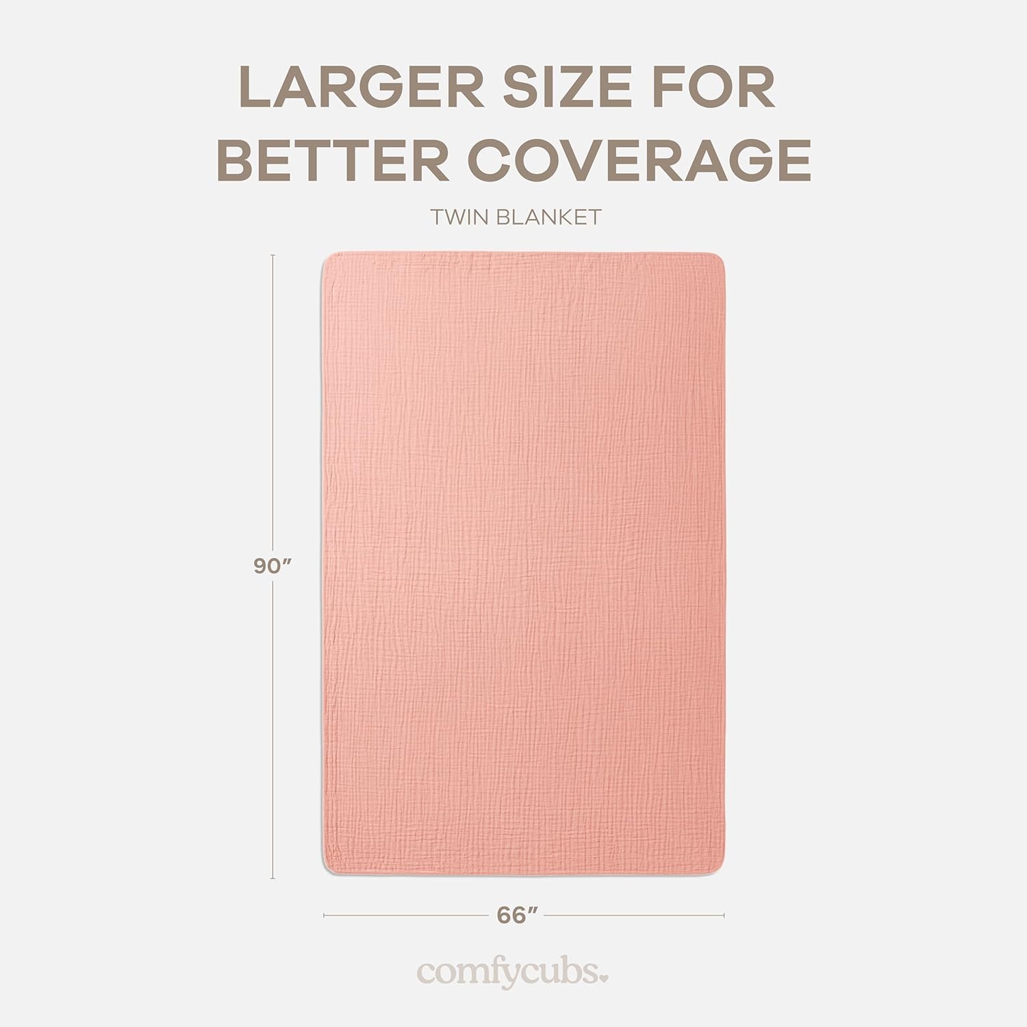 Comfy Cubs Muslin Blanket for Adults Twin 90" x 66" - 6 Layer Soft, Breathable & Lightweight Muslin Adult Blanket - Machine Washable & Designed in The US Bedding for All Seasons - Bold Blush - Image 4