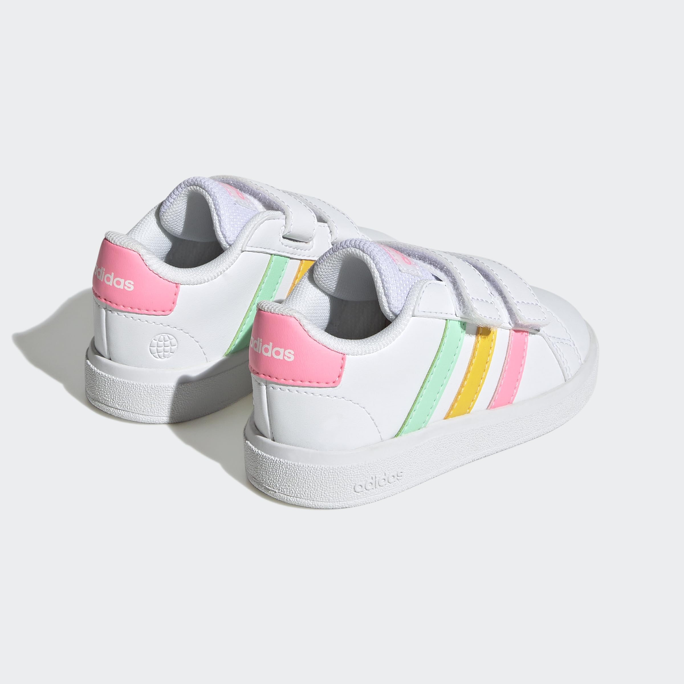 adidas Grand Court Lifestyle Hook And Loop Shoes, Sneaker Niños, Ftwr White Pulse Mint Beam Pink, 27 EU