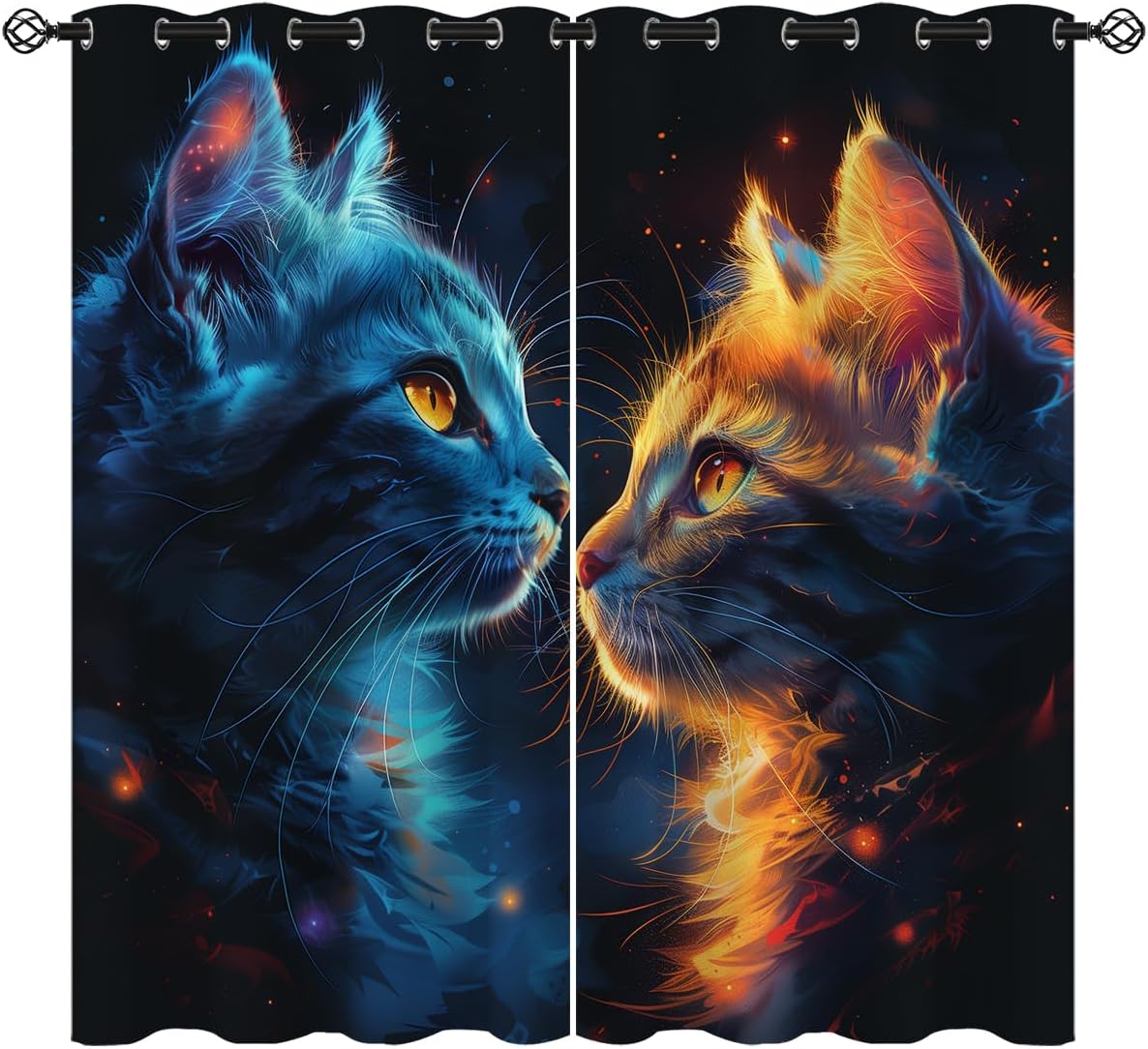 Cat Blackout Curtains for Girls Boy Home Decor, Lovely Pet Kawaii Kitten Cute Kids Animal Grommet Thermal Insulated Drapes Darkening Window Curtain for Bedroom Living Room, 55 x 63 Inch