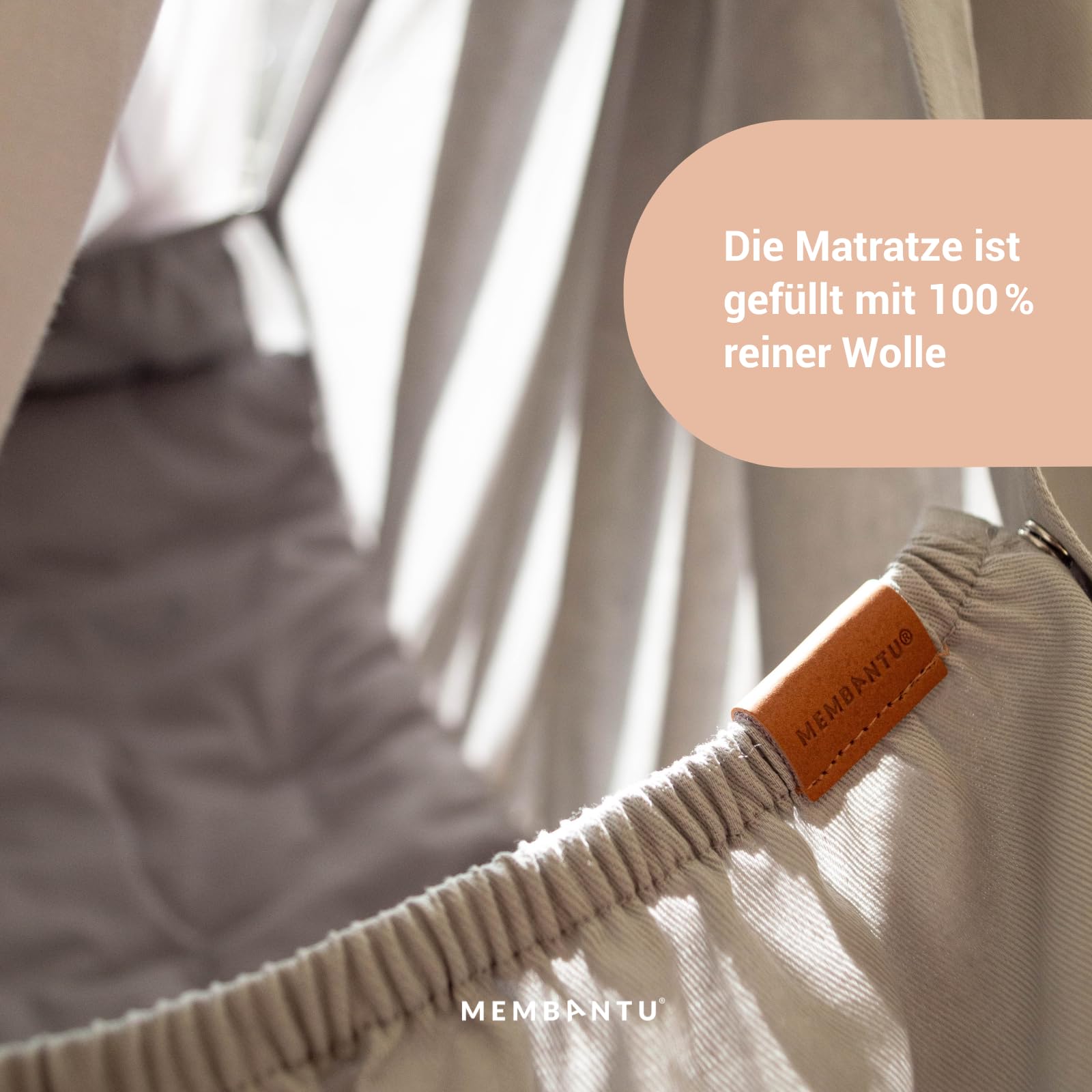 Premium Federwiegenset – Federwiege Premium aus 100% Bio-Baumwolle mit Öko-Wollmatratze, Baldachin & Tasche, Wiegenständer Premium, LeeLo02 Motor mit App-Steuerung & Schlaftracking (Grau)
