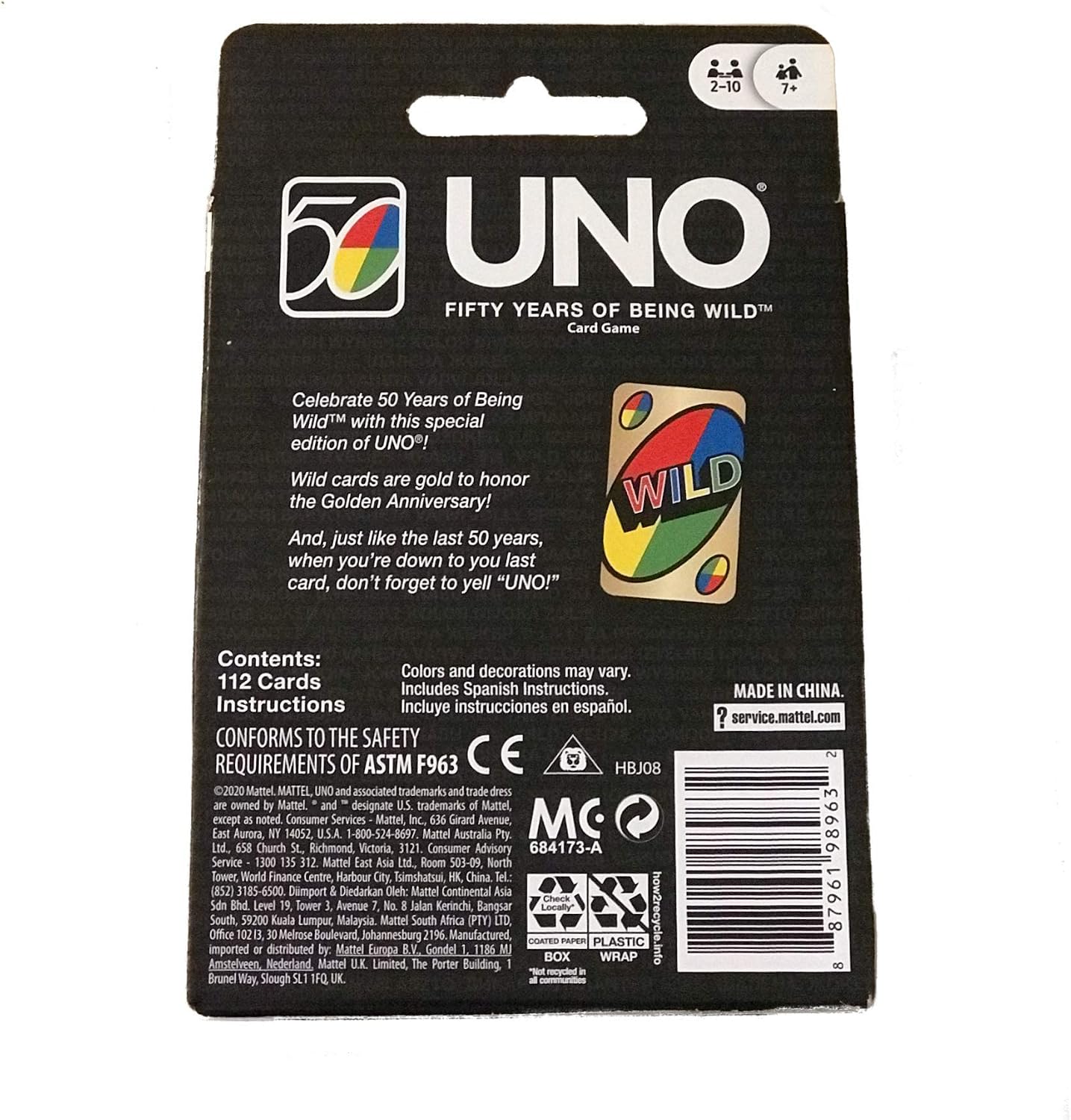 Mattel UNO 50th Anniversary Edition