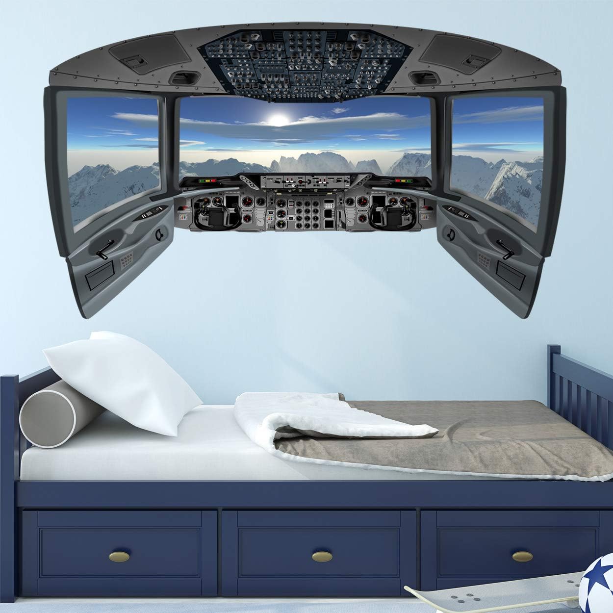 VWAQ Airplane Decals for Boys Room | Cockpit Wall Art Mural - CP22 (30" H X 50" W)