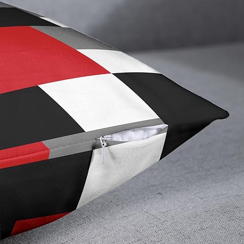 Miniatura 4 de Emvency Juego de 2 fundas de almohada geométricas modernas con pintura abstracta roja, negra y gris, fundas de almohada decorativas para decoración