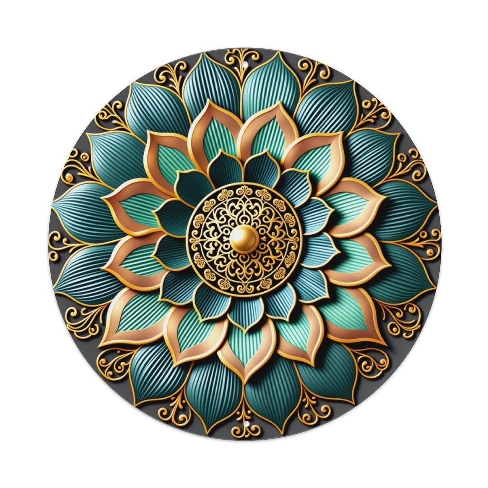 Floral Mandala Design Pattern Art Metal Tin Sign Vintage Garden Bedroom Cafe Bar Man Cave Home Wall Decor Metal Poster 8x8 inches