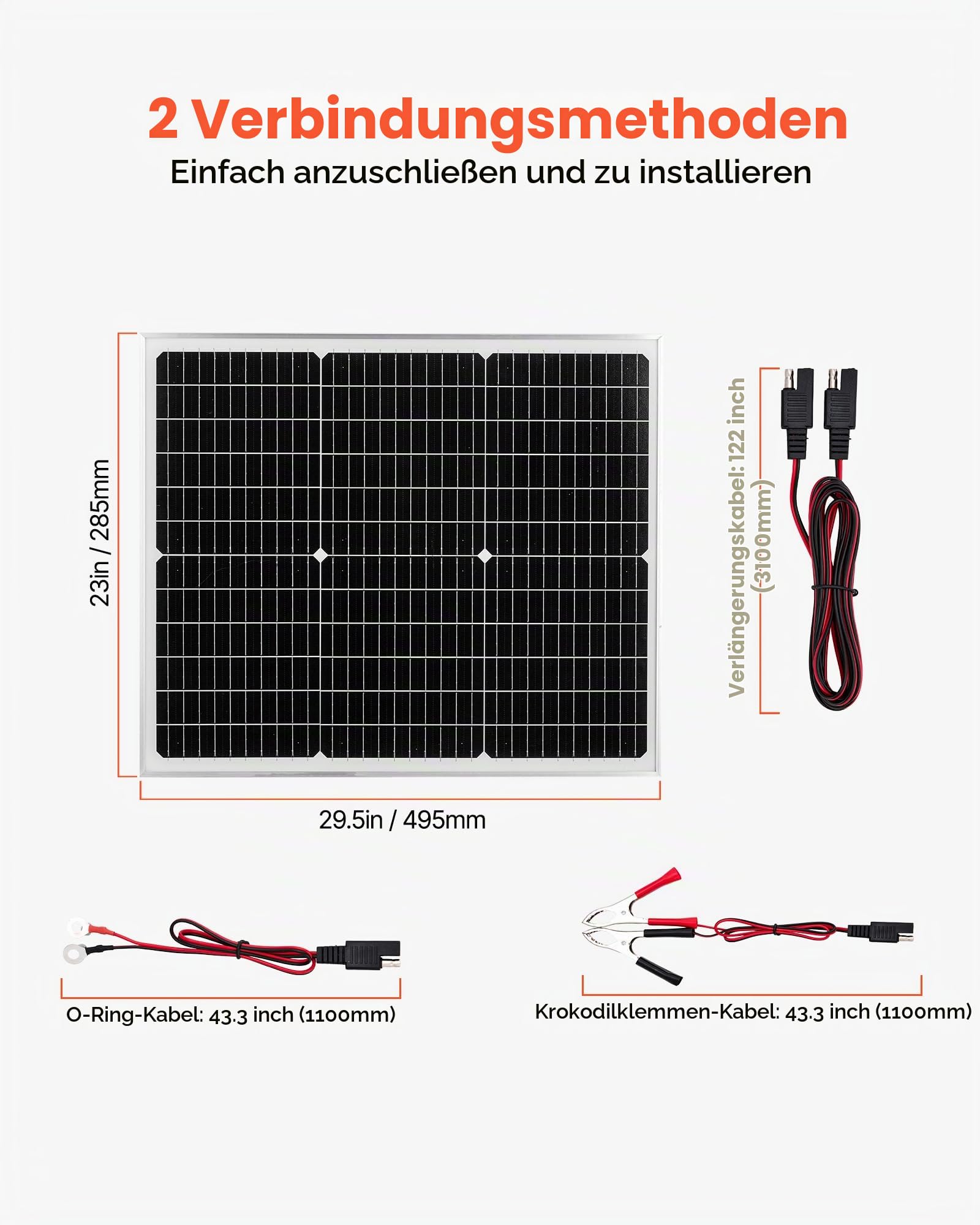 VEVOR Solarpanel 12V Monokristallines Solarpanel-Kit, 50W, für Mono-Solarmodule mit verbessertem MPPT-Controller, für Auto, Boot, RV, Anhänger, Flachdach (Halterung nicht im Lieferumfang enthalten)