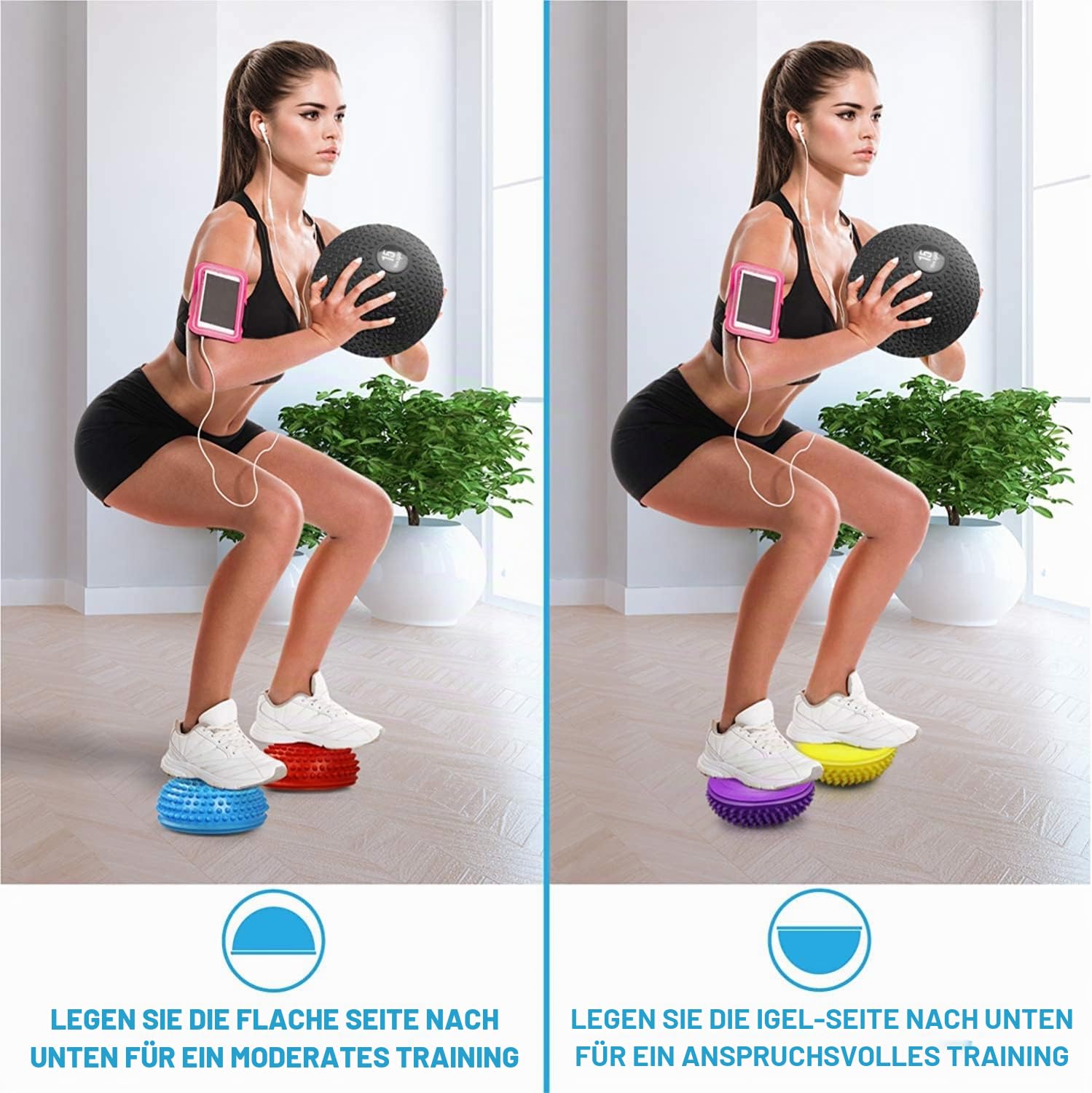Yes4All Balance Igel 6X Set Balance Pods; Balance-Igel Ø 16 cm; Balance-Halbball in drei Formen für Yoga-Fitness und Stabilität