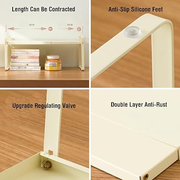 XLTFUC Desktop Printer Stand, Retractable Desk Storage Rack, Media Player Stand Bookshelf, Suitable for Home Office Copier Scanner (Color : White)