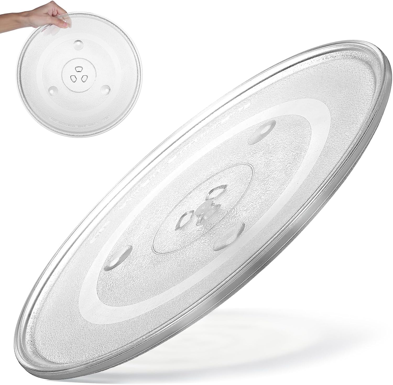 Microwave Oven Turntable Glass Plate Replacement, Thickened Heat-resistant Glass Tray for Microwave Cooking, Compatible Oven Replacement Tray for Even Heating