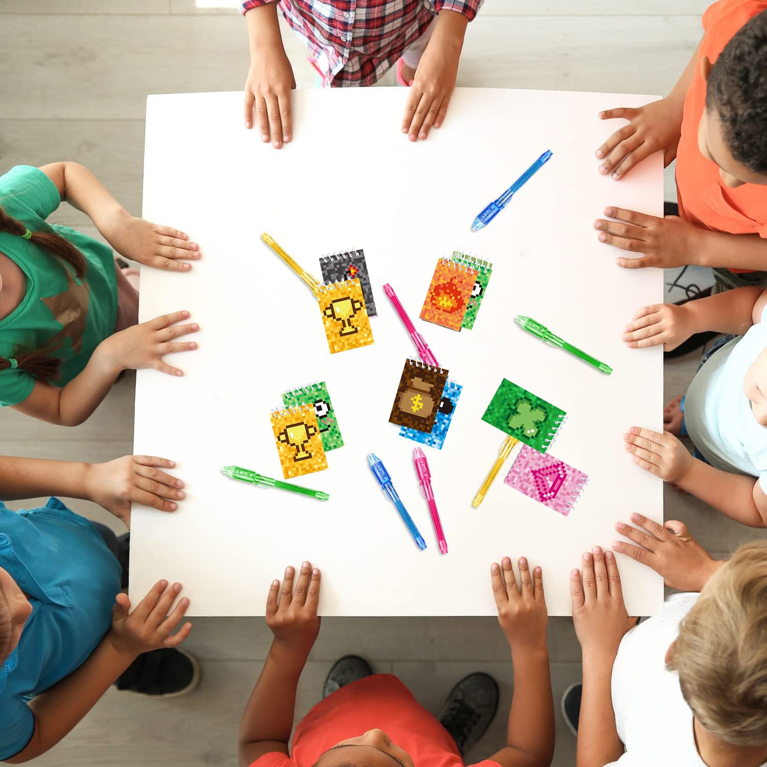 12 Stylos UV + 12 Carnets Secret - Kit Anniversaire Enfants Thème Tortue / Maison De Poupée, Cadeau Fête Garçons Filles, Idée Petit Cadeau