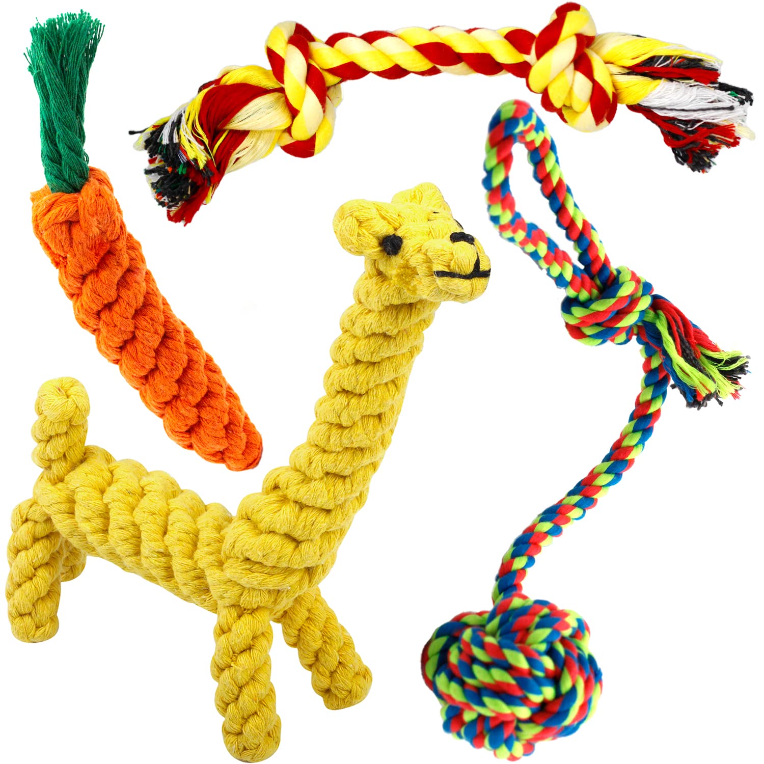 Decyam Dog Toys Rope Puppy Teething Chew Toy for Small Dogs, Interactive Tug of War Dog Rope Toy for Boredom, Dental Health and Relieve Stress (4 pack)