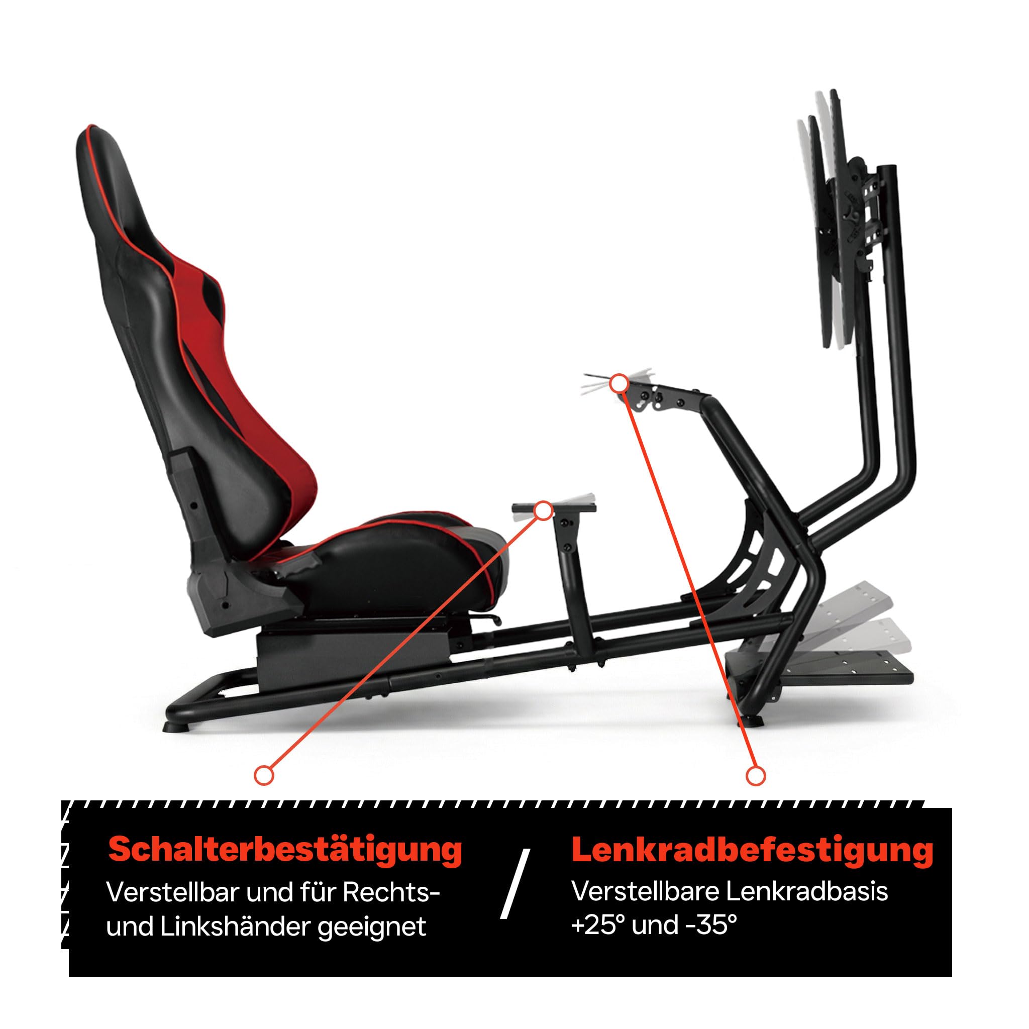Rennsitz-Cockpit-Simulator - voll einstellbar mit Bildschirmhalterung