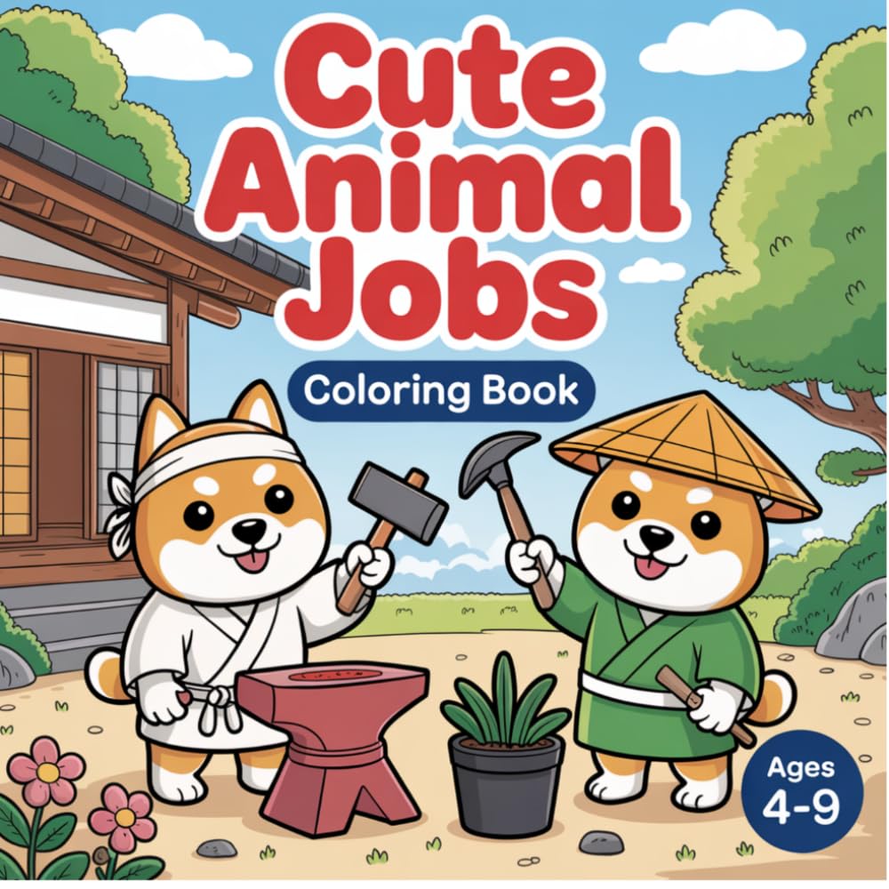 Cute Animal Jobs Coloring Book: Bold and Easy Coloring Book featuring 25 Adorable Animals in Different Professions: Simple & Fun Illustrations for Toddlers, Kids, and Beginners